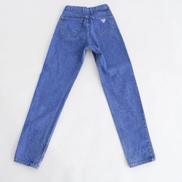 Vintage 80s Guess Jeans Blue High Waisted Straight Leg Mom Jeans 28 - Picture 12 of 14